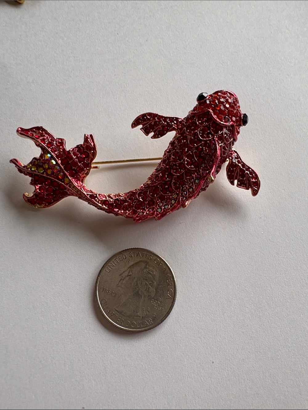 Red Koi Fish Brooch Pin
